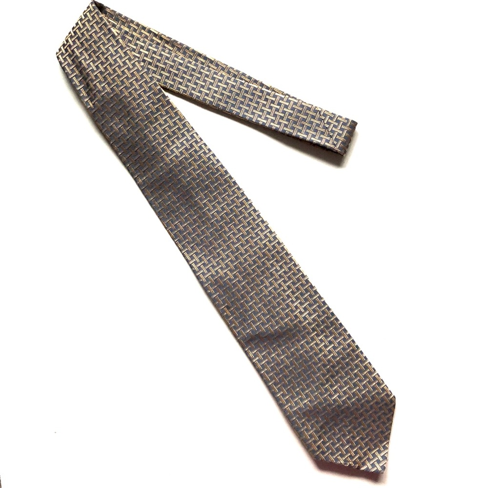 Mario’s Silk Gold and Grey Lattice Texture Tie